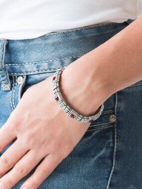 Paparazzi Jewelry Accessories - Metro Marvelous - Red Bracelet - Vintage